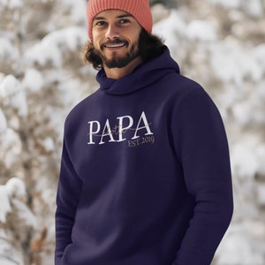 Papa Hoodie est. with children's names / Personalized gift for the best dad with the name of the children Gift for Father's Day Navy Blau