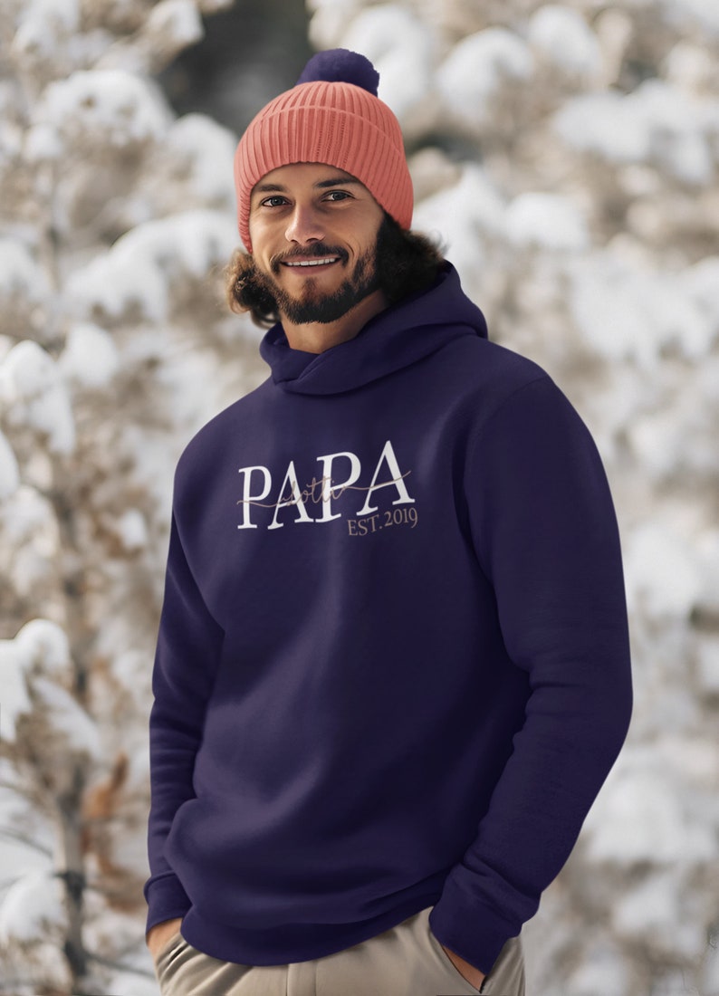 Papa Hoodie est. with children's names / Personalized gift for the best dad with the name of the children Gift for Father's Day Navy Blau