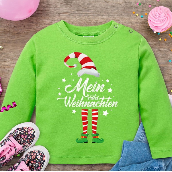 Mein erstes Weihnachten baby Pullover | Weihnachts Outfit Baby 100% Baumwolle schöner weicher Stoff mit Druckknöpfen
