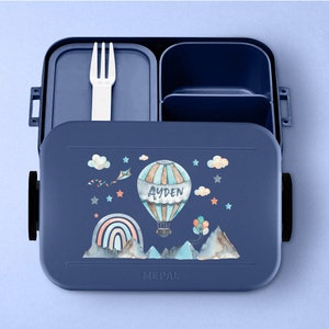 Mepal Bento Lunchbox & Lunch Box | Take a break Midi | Lunch box with name | Personalized lunch box with hot air balloon