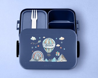 Mepal Bento Lunchbox & Lunch Box | Take a break Midi | Lunch box with name | Personalized lunch box with hot air balloon