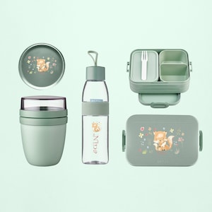 Ensemble de boîtes à lunch Mepal personnalisé | Boîte à lunch, gourde et pot à lunch comme ensemble pour la maternelle et l'école