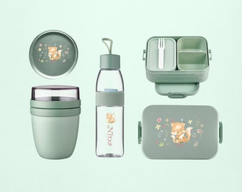 Personalisiertes Mepal Brotdosen Set | Brotdose & Trinkflasche und Lunchpot als Set für Kindergarten und Schule