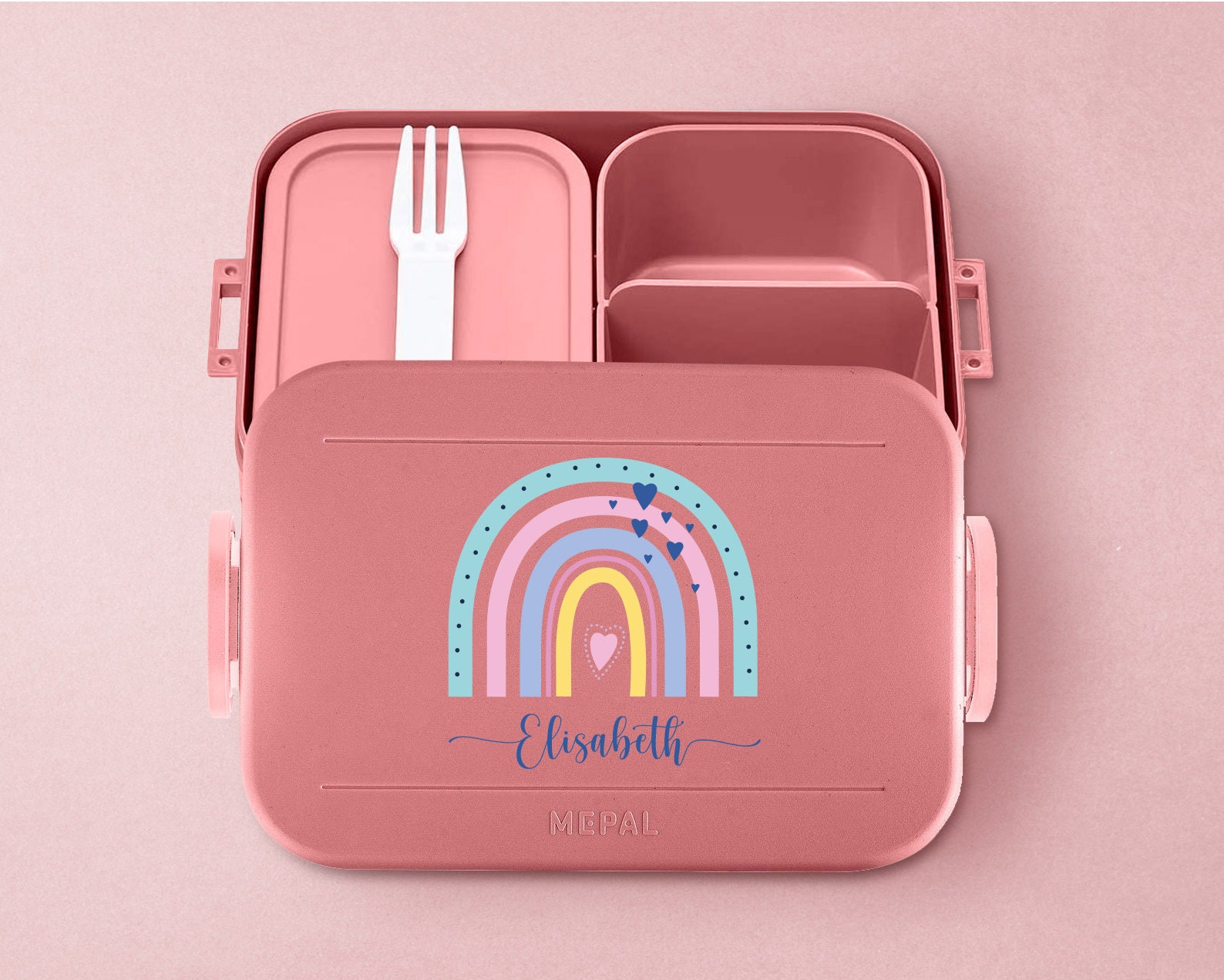 Personalized Mepal Lunch Box & Drinking Bottle as a Set With Bento Insert  for Daycare and School Cute Flower Child With Desired Name 