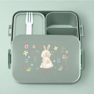 Boîte à lunch Bento midi Take a break de Mepal | Boîtes à lunch Bento personnalisées avec un joli lapin pour la garderie, l'école et la maternelle