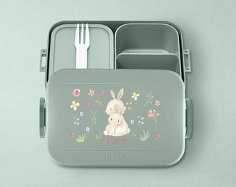 Mepal Take a break midi Bento Box Brotdose | Personalisierte Bento Brotdosen mit niedlichem Häschen für Kita, Schule und Kindergarten