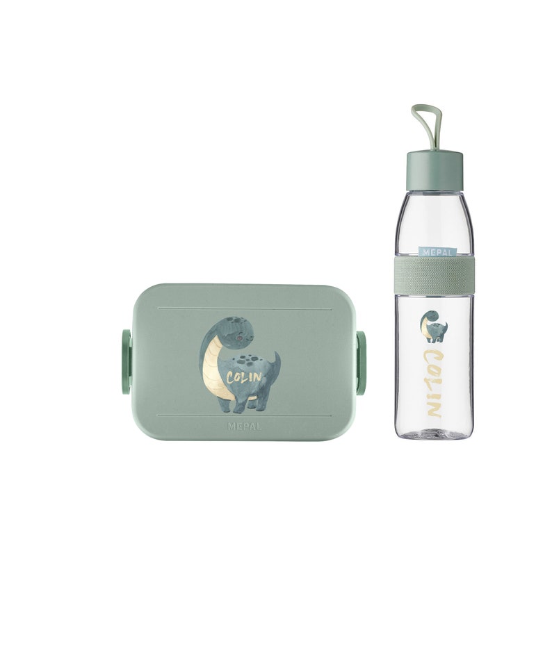 Gepersonaliseerde Dino Mepal lunchbox met bento-inzet & drinkfles, lunchpot als set voor kleuterschool en school Volledige serie afbeelding 8