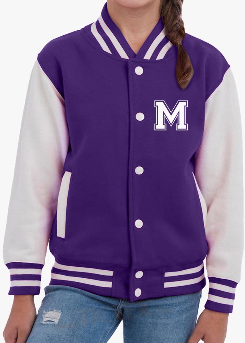 Personalisierte College Jacke mit Initiale für Kinder und Erwachsene College Jacke mit Wunschbuchstabe oder Zahl im College Style Bild 3