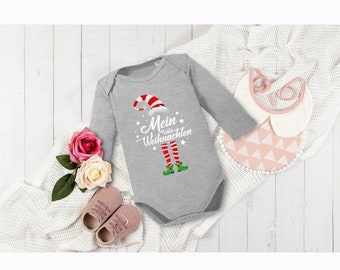 Mein erstes Weihnachten Baby langarm Body | Weihnachts Outfit Baby 100% Baumwolle schöner weicher Stoff mit Druckknöpfen