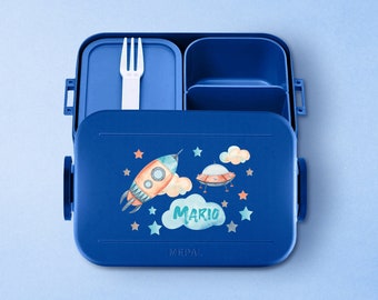 Boîte à lunch Mepal Bento personnalisée | Faites une pause Midi | Boîte à lunch avec nom | Boîte à lunch personnalisée avec fusée pour école et garderie