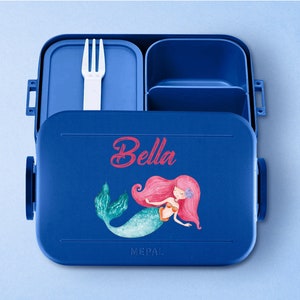 Personalized Mepal lunch box with bento insert for kindergarten, daycare and school | Lunch box with desired name | Sweet mermaid motif