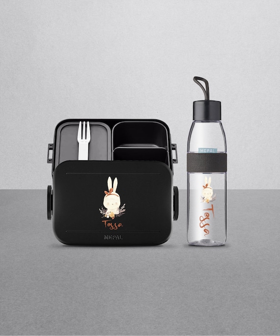 Mepal Nordic Brotdosen-set Mit Niedlichem Hasen Und Namen | Personalisierte Lunchbox Und Wasserflasche Für Die Kita, Kindergarten Und Schule
