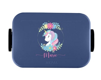 Mepal Take a break midi lunch box with desired name | Personalized lunch box with a cute unicorn