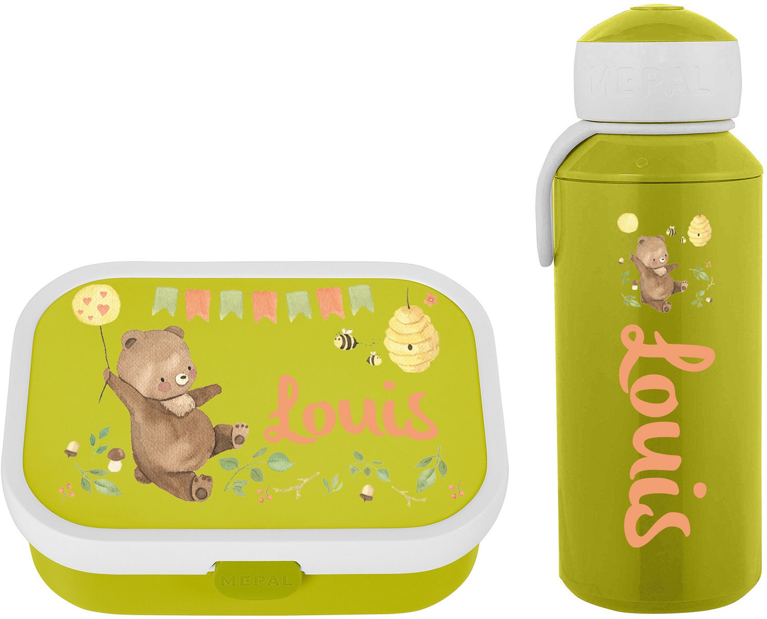 Personalized Mepal Lunch Box & Drinking Bottle as a Set With Bento