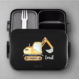 Personalized Mepal take a break lunch box with bento box Personalized lunch box with a cool excavator for daycare, kindergarten and school image 5