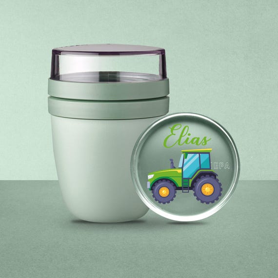 Personalisierter Mepal Lunchpot Ellipse Mini Mit Wunschnamen | Frühstücksbecher Coolem Grünem Trecker