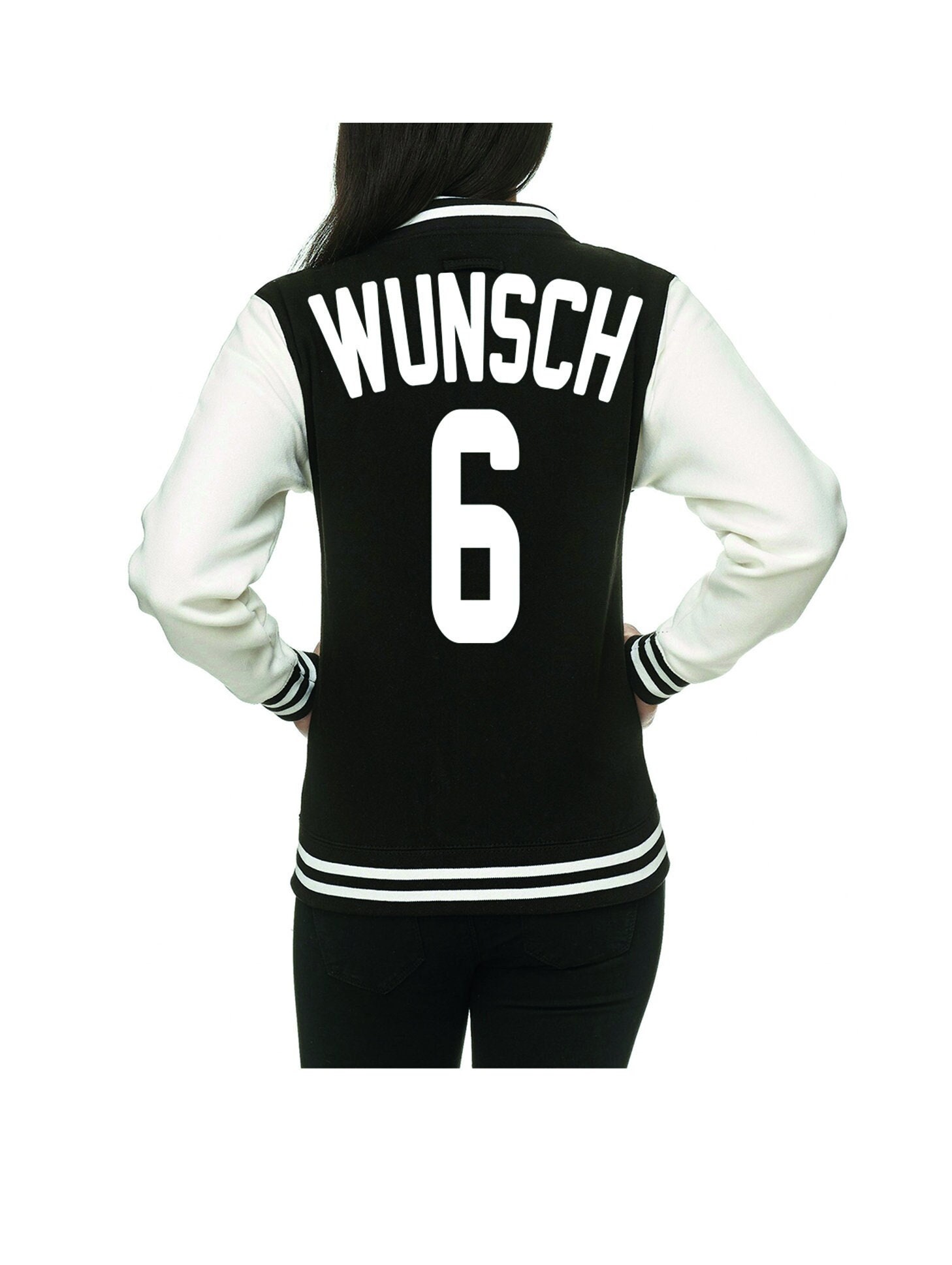 Women's, men's, and children's college jacket with your desired name and number on the front and back | Personalized college jacket baseball jacket
