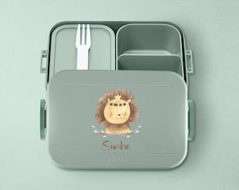 Gepersonaliseerde Mepal lunchbox Bento box lunchbox met vakken | Lunchbox met schattige leeuw voor school of kleuterschool