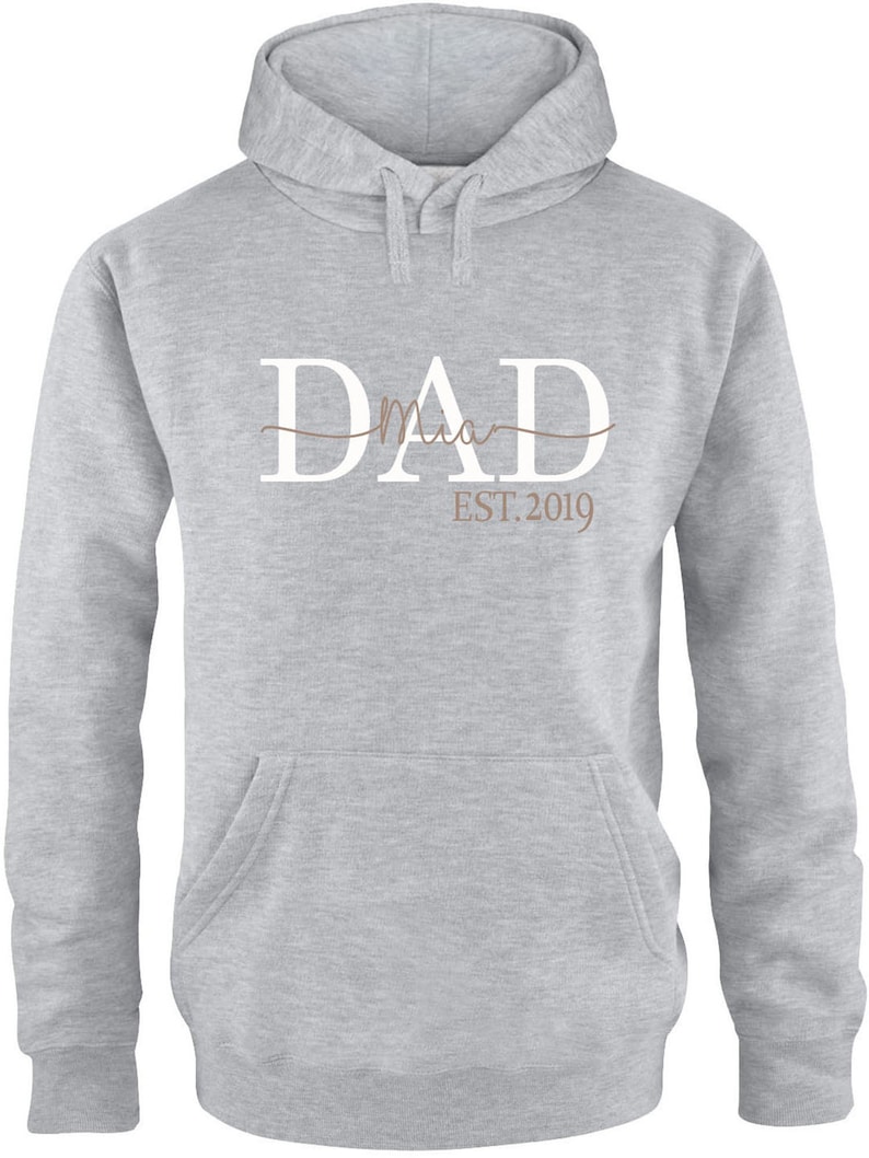 Dad Hoodie / Personalized Gift for the Best Dad Gift for Father's Day / DAD sweater with desired name Gray