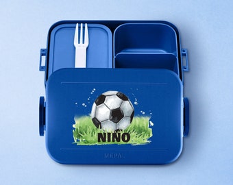 Personalisierte Mepal Take a Break Fussball Brotdose mit Fächern | Personalisierte Bento Brotdose mit Fussball für die Kita und Schule