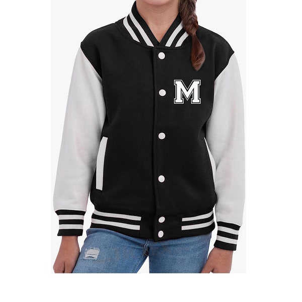 Kinder College Jacke mit Initiale | Like the 90s | Personalisierte College Jacke mit Wunschbuchstabe oder Zahl im College-Look