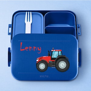 Personalized Mepal Bento Lunchbox & Lunch Box | Take a break Midi | Lunch box with name | Personalized lunch box with tractor