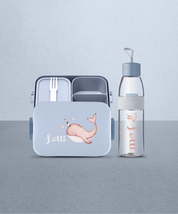 Personalized Mepal Take a Break Midi Lunch Box Set With Cute Whale