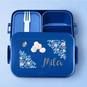 Personalized Mepal lunch box Take a break | Bento lunch box personalized with cute balloons for daycare, kindergarten and school