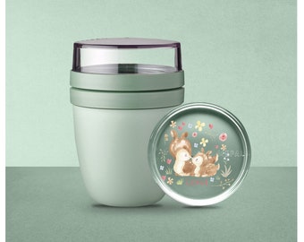 Mepal Lunchpot Ellipse Mini personnalisé avec le nom souhaité | Tasse de petit-déjeuner avec un ours mignon pour la maternelle/l'école