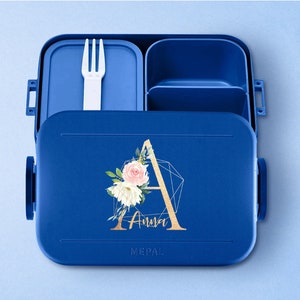 Personalisierte Mepal take a break Lunchbox mit eigenem Buchstaben und Wunschnamen Schöne Lunchbox mit Bento Box vivid-blue