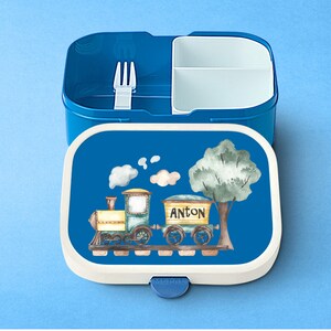 Personalisierte Mepal Brotdose mit Bento-Einsatz mit niedlichem Zug | Brotdose personalisiert mit Bentobox für die Schule und Kindergarten