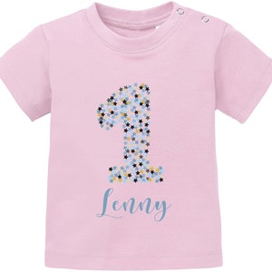 Geburtstagsshirt mit Wunschname / Shirt zum 1. Geburtstag Rosa