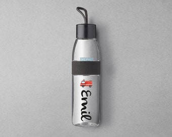 Mepal Flasche Ellipse mit cooler Feuerwehr und Wunschnamen | Personalisierte Wasserflasche für die Kita/den Kindergarten oder die Schule
