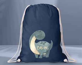 Fabric bag with cute dinosaur / gym bag for daycare / kindergarten or school / fabric bag for children