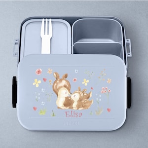 Mepal Bento personalisierte Brotdose | Take a break Midi | Brotdose personalisiert mit Rehkitz | Brotdose mit Fächern für die Schule