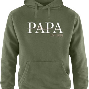 Papa Hoodie est. with children's names / Personalized gift for the best dad with the name of the children Gift for Father's Day Oliv