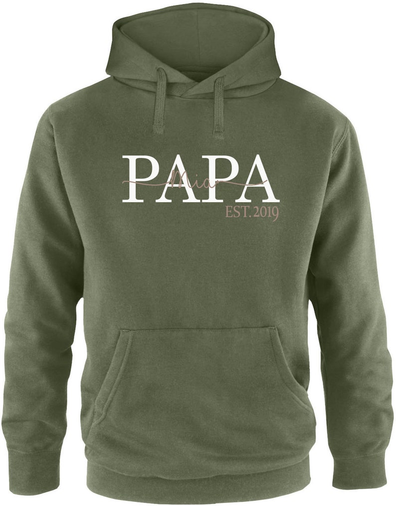 Papa Hoodie est. with children's names / Personalized gift for the best dad with the name of the children Gift for Father's Day Oliv