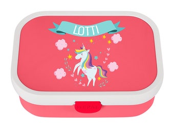 Personalized lunch box with desired name for daycare, kindergarten and school Kindergarten | Bread box with a cute unicorn motif