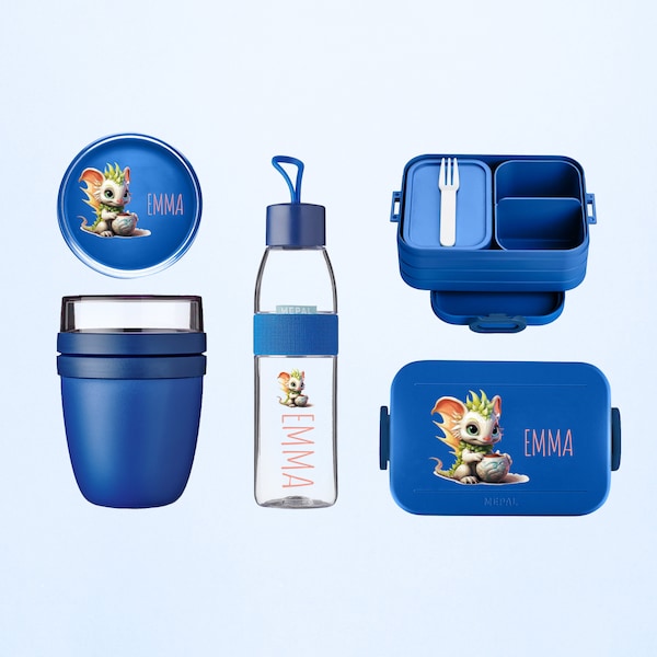 Personalisiertes Mepal take a break Luchbox Set mit Bento Einsatz und Trinkflasche & Lunchpot mini als Set für den Kindergarten und Schule