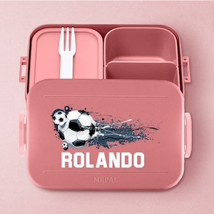 Mepal Take a Break Soccer Luchbox with Name Personalized Soccer Bento Box Lunch Box Vivid-Mauve