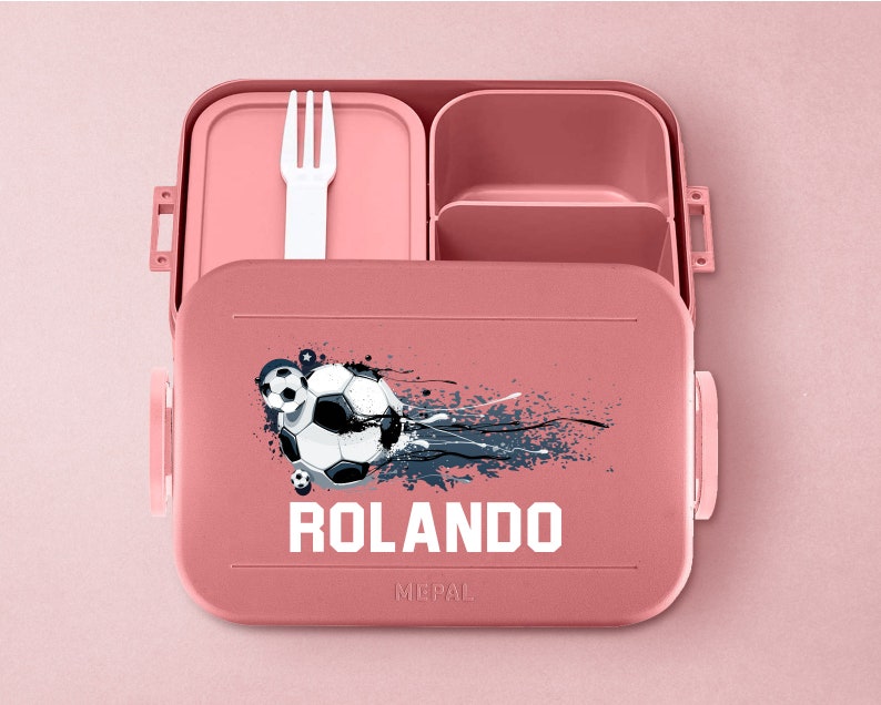 Mepal Take a Break Soccer Luchbox with Name Personalized Soccer Bento Box Lunch Box Vivid-Mauve