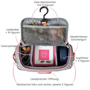 Tasche für Toniebox BoxBag für Figuren und Box Transporttasche mit Haken und Lautsprecher-Öffnung, Regenbogen, Hase, Einhorn, Fuchs Bild 2