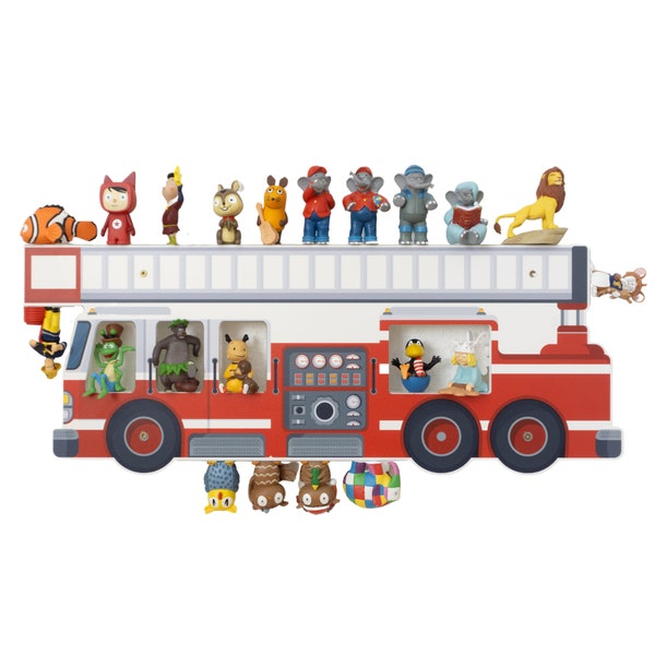 Regal für Tonies Feuerwehr für 30 Figuren und Toniebox, Magnetisch, 60 x 23 cm