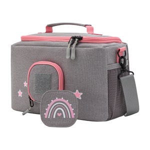 Bag for Toniebox BoxBag for figures and box Carrying case with hook and speaker-opening for travel & car, Pink, Rainbow, Unicorn, Rabbit image 6