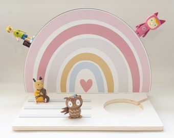 Rainbow shelf compatible with Toniebox made of wood, standing shelf, heart white