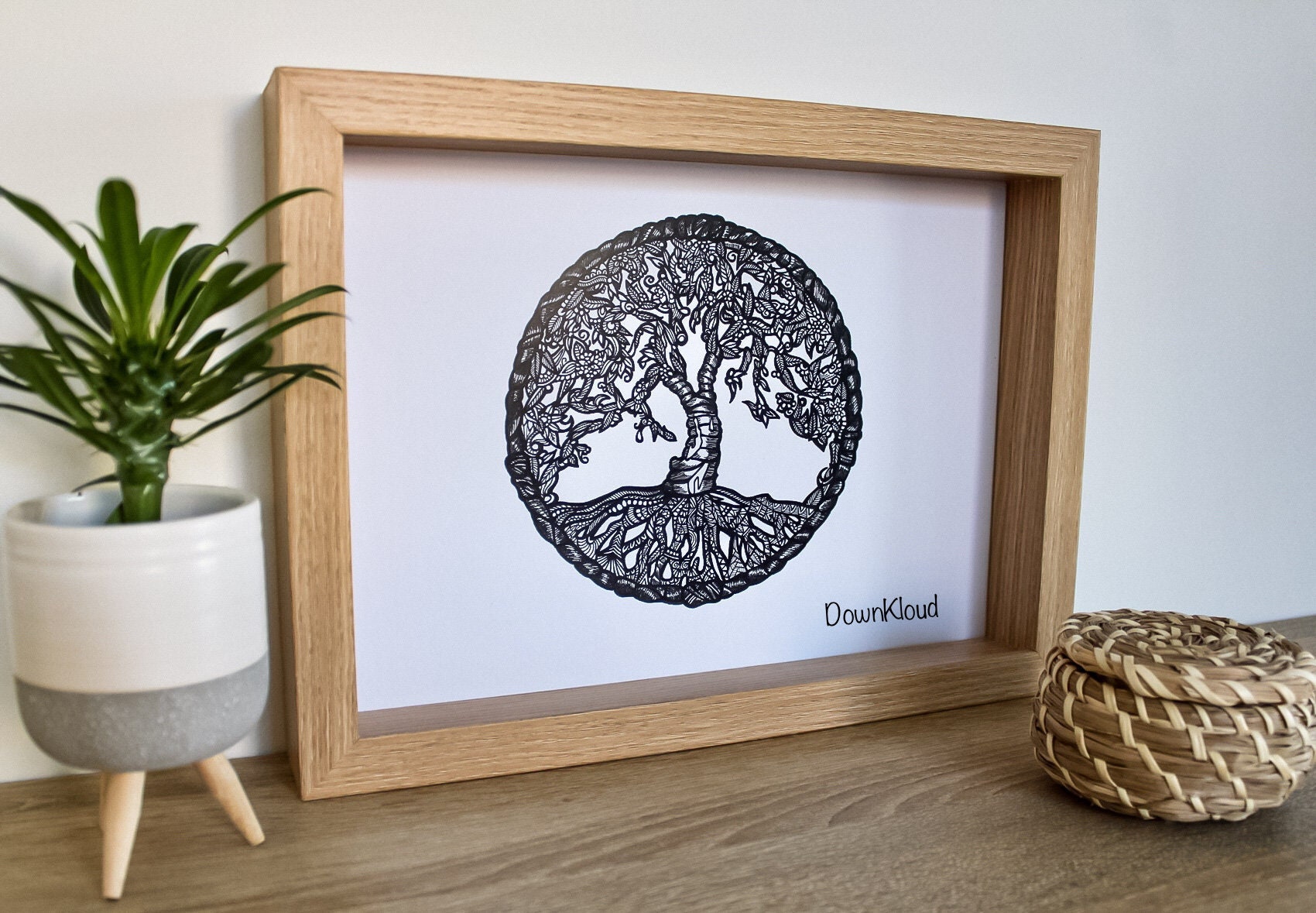 Tree Of Life Print, Décoration Murale Mandala Boho Design, Affiche à Encadrer, Poster Yoga N&b, Impr