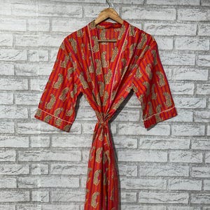 Handmade Cotton Kimono Robe: Leopard Print Bohemian Caftan