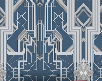 The Great Catsby (Steel Blue) Wallpaper