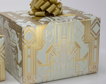 Great Catsby Metallic Gold, Silver & Cream Wrapping Paper