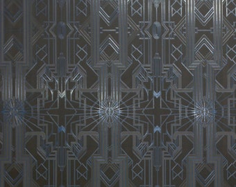 Art Deco Catsby (Silhouette Black & Blue w/ Spot Gloss) Wallpaper